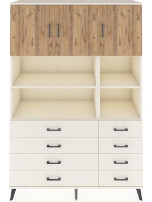 Dienni Hyperion Dolap 8 Raflı 8 Çekmeceli 3 Kapaklı 132X44X195 Aytaşı-Çam/aytaşı