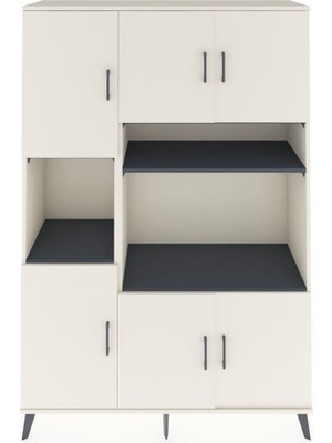 Dienni Hyperion Dolap 9 Raflı 6 Kapaklı 132X44X195 Aytaşı-Aytaşı/antrasit