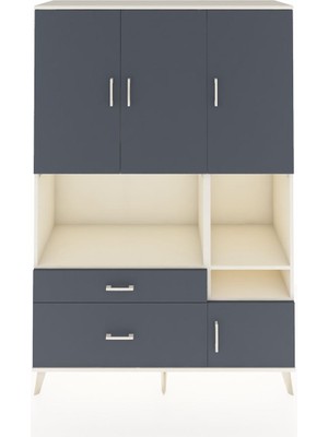 Dienni Hyperion Dolap 7 Raflı 2 Çekmeceli 4 Kapaklı 132X44X195 Aytaşı-Antrasit/antrasit