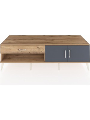 Dienni Kronos Tv Ünitesi Tek Raflı Tek Çekmeceli 2 Kapaklı 176X59X51 Çam-Antrasit/çam