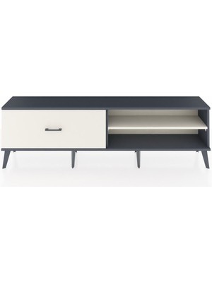 Dienni Arges Tv Ünitesi Tek Raflı Tek Çekmeceli  176X30X51 Antrasit-Aytaşı/aytaşı