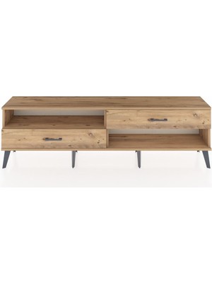 Dienni Arges Tv Ünitesi Tek Raflı 2 Çekmeceli  176X30X51 Çam-Çam/çam