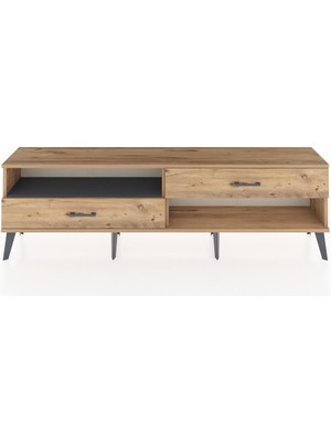 Dienni Arges Tv Ünitesi Tek Raflı 2 Çekmeceli  176X30X51 Çam-Antrasit/çam