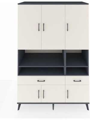 Dienni Kronos Dolap 8 Raflı 2 Çekmeceli 6 Kapaklı 132X59X195 Antrasit-Aytaşı/aytaşı
