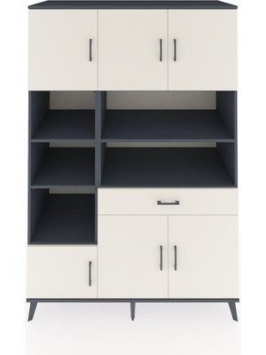 Dienni Kronos Dolap 10 Raflı Tek Çekmeceli 6 Kapaklı 132X59X195 Antrasit-Aytaşı/aytaşı