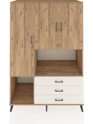 Dienni Kronos Dolap 6 Raflı 3 Çekmeceli 3 Kapaklı 132X59X195 Çam-Çam/aytaşı