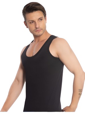 İki Yıldız Erkek Ribana Atlet 6'lı Paket Beyaz %100 Pamuk 05