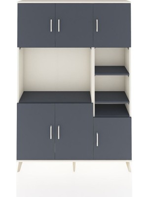 Dienni Arges Dolap 10 Raflı 6 Kapaklı 132X30X195 Aytaşı-Antrasit/antrasit