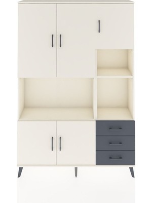 Dienni Arges Dolap 9 Raflı 3 Çekmeceli 5 Kapaklı 132X30X195 Aytaşı-Aytaşı/antrasit