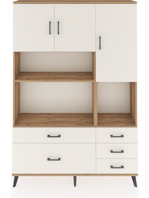 Dienni Arges Dolap 8 Raflı 5 Çekmeceli 3 Kapaklı 132X30X195 Çam-Aytaşı/aytaşı