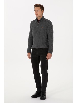 U.S. Polo Assn. Erkek Gri Slim Fit Kanvas / Chino Pantolon 50310150-VR024