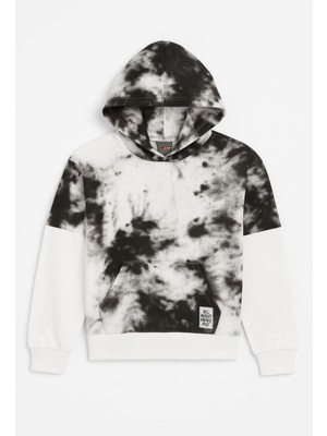 Kapüşonlu Batik Desenli Uzun Kollu Kız Çocuk  Sweatshirt