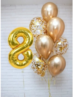 Sinda Krom Balon - Gold Renk Folyo Balon - Doğum Günü Konsepti