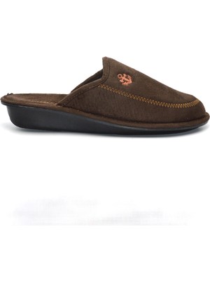Shoemix Erkek Kahverengi Kadife Kışlık Günlük Ev Terliği