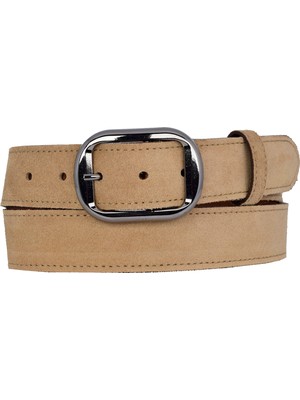 GoDeri %100 Hakiki Deri, Nikel Tokalı 4 cm Açık Sarı Süet Kadın Kemeri; Kot, Spor Kemer=süet.23.sarı