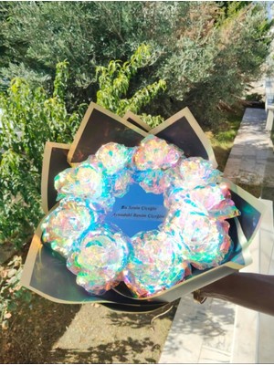 Terapix 14 Şubat Sevgililer Günü Hediyesi Çiçek Buketi Aynadaki Benim Çiçeğim Aynalı Buket Sonsuzluk Gülü