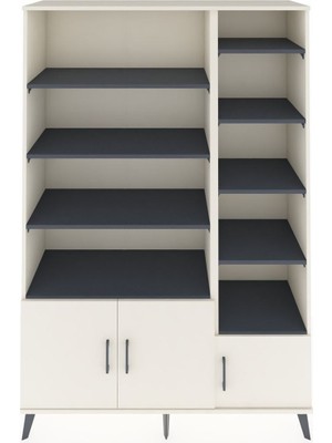 Dienni Hyperion Dolap 10 Raflı 3 Kapaklı 132X44X195 Aytaşı-Aytaşı/antrasit