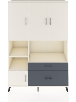 Dienni Hyperion Dolap 7 Raflı 2 Çekmeceli 5 Kapaklı 132X44X195 Aytaşı-Aytaşı/antrasit