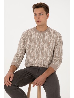 U.S. Polo Assn. Erkek Regular Fit Bisiklet Yaka Koyu Bej Sweatshirt 50309983-VR088