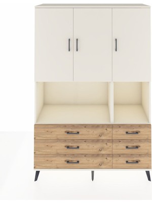 Dienni Hyperion Dolap 6 Raflı 6 Çekmeceli 3 Kapaklı 132X44X195 Aytaşı-Aytaşı/çam