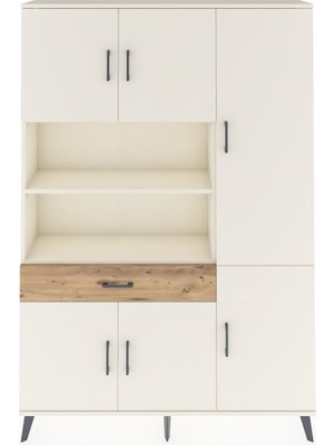 Dienni Arges Dolap 10 Raflı Tek Çekmeceli 6 Kapaklı 132X30X195 Aytaşı-Aytaşı/çam