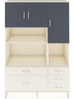 Dienni Hyperion Dolap 8 Raflı 5 Çekmeceli 3 Kapaklı 132X44X195 Aytaşı-Antrasit/aytaşı