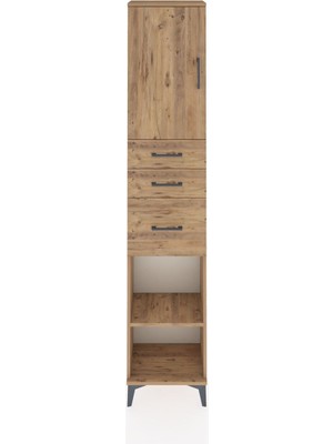 Dienni Arges Dolap 3 Raflı 3 Çekmeceli Tek Kapaklı 44X30X221 Çam-Çam