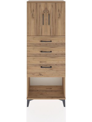 Dienni Arges Dolap 2 Raflı 3 Çekmeceli 2 Kapaklı 60X30X163 Çam-Çam