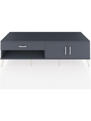 Dienni Kronos Tv Ünitesi Tek Raflı Tek Çekmeceli 2 Kapaklı 176X59X51 Antrasit-Antrasit/antrasit