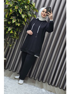 Elmas Tesettür Kadın Tesettür Giyim Büyük Beden Kapşonlu Spor Ikili Takım