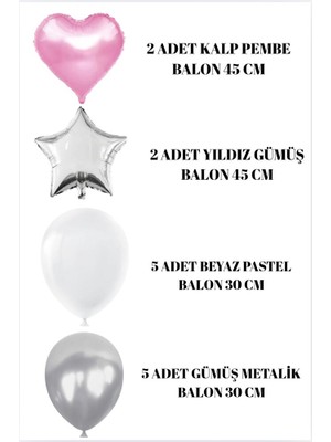 Sinda Kalp Yıldız Konsepti - Doğum Günü Seti - Yaş Günü Renkli Balon Partisi Seti