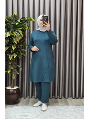 Elmas Tesettür Kadın Tesettür Giyim Büyük Beden Nervürlü Spor Ikili Takım