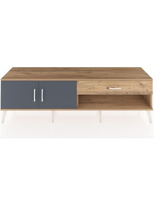 Dienni Hyperion Tv Ünitesi Tek Raflı Tek Çekmeceli 2 Kapaklı 176X44X51 Çam-Antrasit/çam