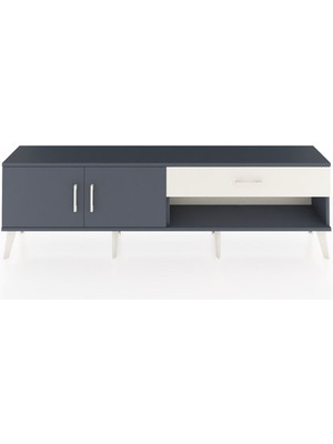 Dienni Arges Tv Ünitesi Tek Raflı Tek Çekmeceli 2 Kapaklı 176X30X51 Antrasit-Antrasit/aytaşı