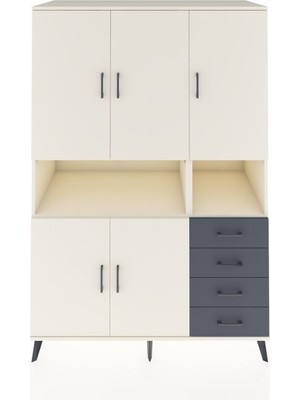 Dienni Kronos Dolap 7 Raflı 4 Çekmeceli 5 Kapaklı 132X59X195 Aytaşı-Aytaşı/antrasit