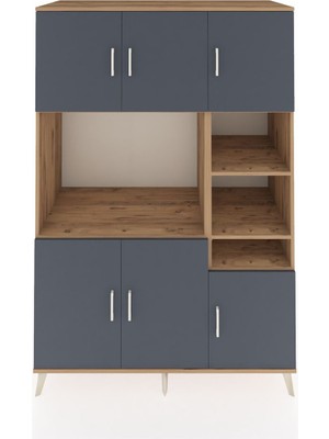 Dienni Kronos Dolap 10 Raflı 6 Kapaklı 132X59X195 Çam-Antrasit/çam