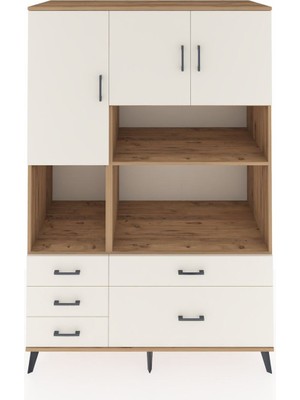 Dienni Kronos Dolap 8 Raflı 5 Çekmeceli 3 Kapaklı 132X59X195 Çam-Aytaşı/aytaşı