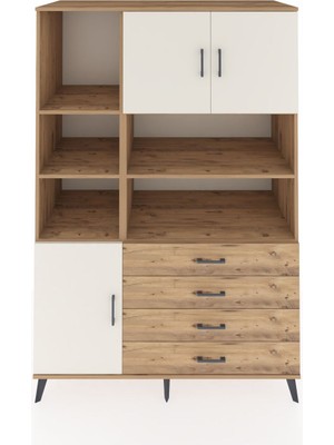 Dienni Kronos Dolap 8 Raflı 4 Çekmeceli 3 Kapaklı 132X59X195 Çam-Aytaşı/çam