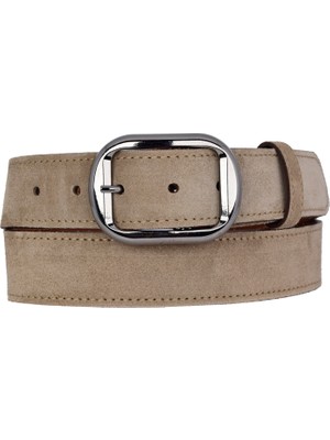 GoDeri %100 Hakiki Deri, Nikel 4 cm Süet Açık Sütlü Kahve Kadın Kemeri; Kot, Spor Kemer=süet.23.açk.süt.kav