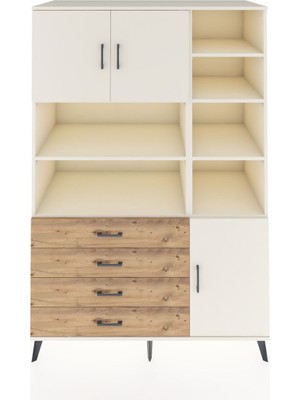 Dienni Kronos Dolap 9 Raflı 4 Çekmeceli 3 Kapaklı 132X59X195 Aytaşı-Aytaşı/çam