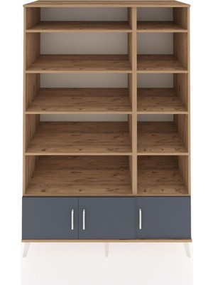 Dienni Kronos Dolap 10 Raflı 3 Kapaklı 132X59X195 Çam-Antrasit/çam