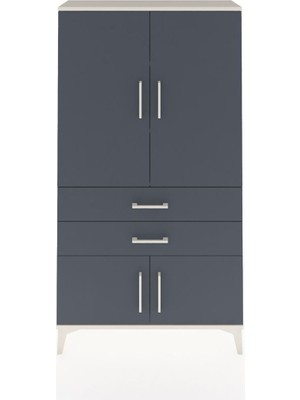 Dienni Arges Dolap 3 Raflı 2 Çekmeceli 4 Kapaklı 88X30X163 Aytaşı-Antrasit