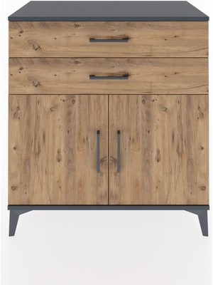 Dienni Hyperion Şifonyer 2 Çekmeceli 2 Kapaklı 88X44X96 Antrasit-Çam