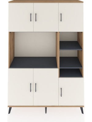 Dienni Hyperion Dolap 10 Raflı 6 Kapaklı 132X44X195 Çam-Aytaşı/antrasit