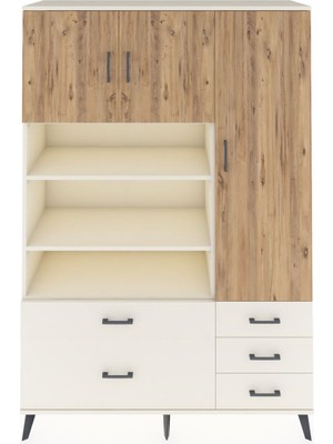 Dienni Hyperion Dolap 9 Raflı 5 Çekmeceli 3 Kapaklı 132X44X195 Aytaşı-Çam/aytaşı