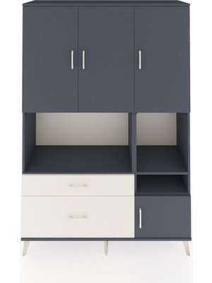 Dienni Hyperion Dolap 7 Raflı 2 Çekmeceli 4 Kapaklı 132X44X195 Antrasit-Antrasit/aytaşı