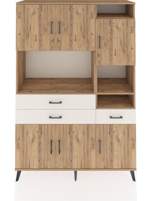 Dienni Hyperion Dolap 10 Raflı 3 Çekmeceli 6 Kapaklı 132X44X195 Çam-Çam/aytaşı
