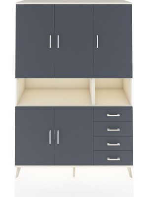 Dienni Hyperion Dolap 7 Raflı 4 Çekmeceli 5 Kapaklı 132X44X195 Aytaşı-Antrasit/antrasit