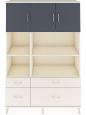 Dienni Hyperion Dolap 8 Raflı 4 Çekmeceli 3 Kapaklı 132X44X195 Aytaşı-Antrasit/aytaşı