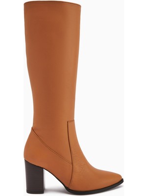 Limoya Vilda Hakiki Deri Taba Sivri Burunlu Kadın Çizme